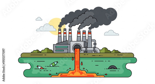 Industrial Factory Polluting Environment.