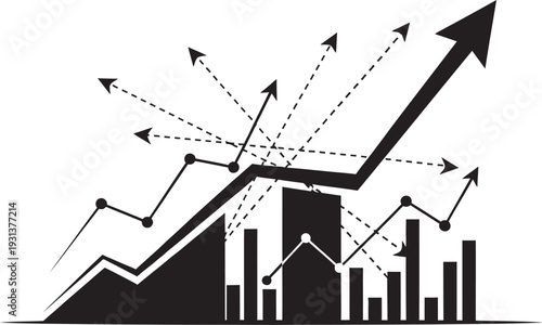 Business growth chart with increasing arrow graph