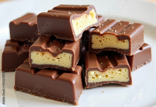 Indulgent Milk Chocolate Bars with Creamy White Chocolate Center Layered on a Plate for a Decadent Sweet Treat Experience