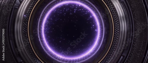 Futuristic black and purple sci-fi tunnel or energy core
