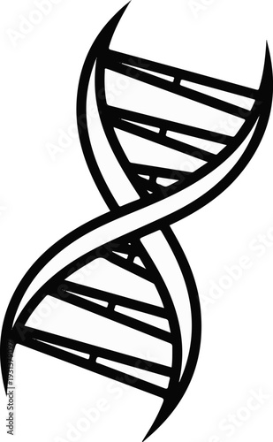 Stylized black and white DNA double helix illustration