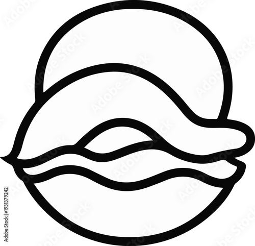 Stylized circular emblem with a leaping dolphin and waves