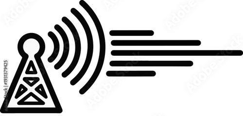 Tower emitting signals, representing wireless communication or broadcasting