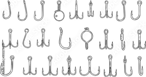 Fishing Hooks Collection: Vector Illustration