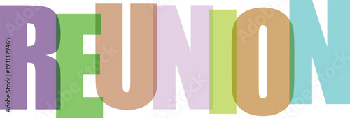 Reunión tipografía moderna colorida diseño vectorial