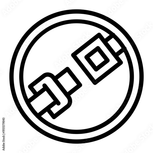 Seat Belt Sign  Vector Line Icon Design