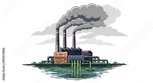 Industrial Factory with Pollution Emmissions.