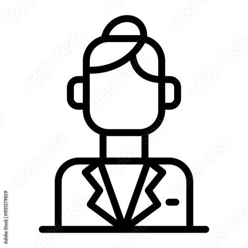 Flight Attendant  Vector Line Icon Design