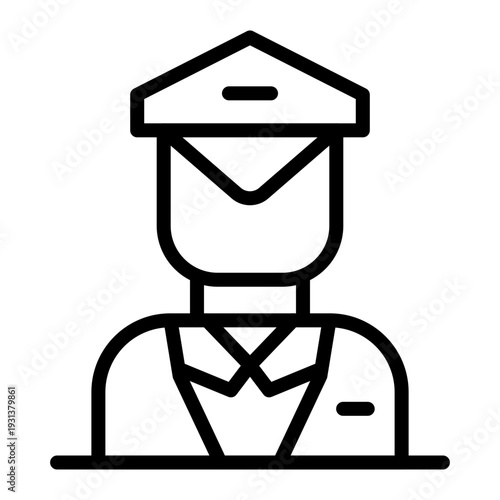 Airline Pilot  Vector Line Icon Design