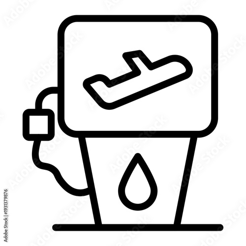 Jet Fuel Pump  Vector Line Icon Design