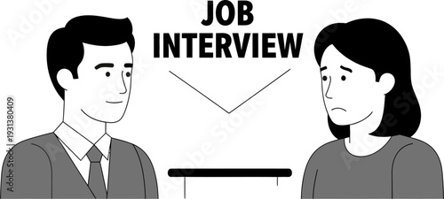 Job Interview Concept Illustration between Recruiter and Candidate.