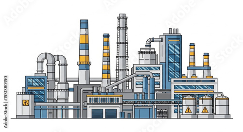 Industrial Factory with Multiple Towers.