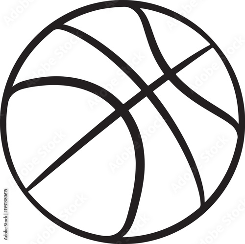 Black and white basketball with detailed line pattern also transparent background lines sport