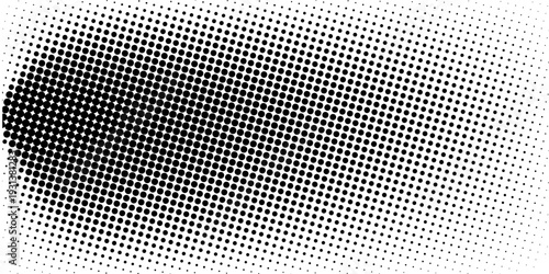 Set of halftone dots gradient pattern texture isolated on white background. Straight dotted spots using halftone circle dot raster texture. Vector blot half tone collection.