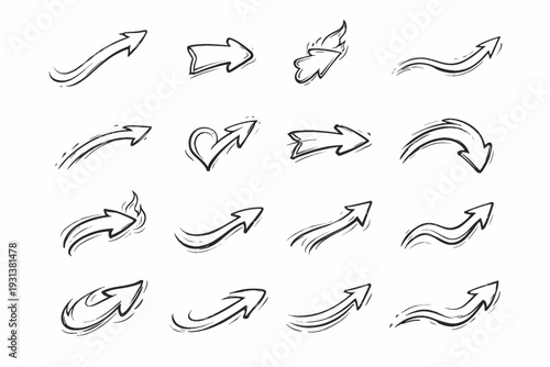 Calm pointer vector arrow simple wayfinding icon curve warmth generation indicator ember