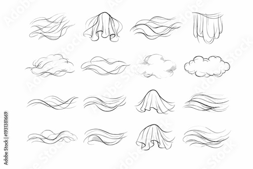 Calm gentle curtain generation image shroud veil ink icon vector mellow simple