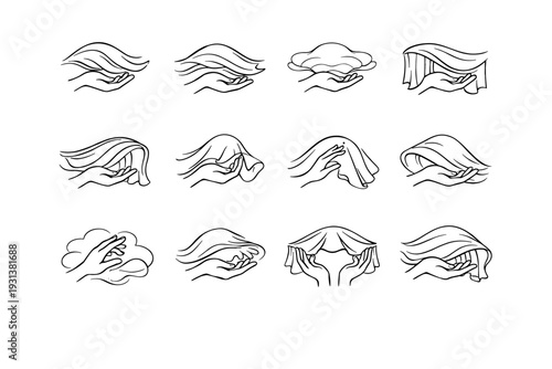 Simple deliberate controlled generation drape icon intentional hand calm cover mild vector
