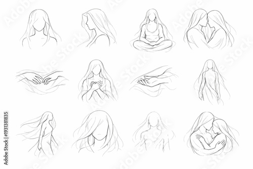 Light freehand vector generation drawn simple tender image soft line icon quiet