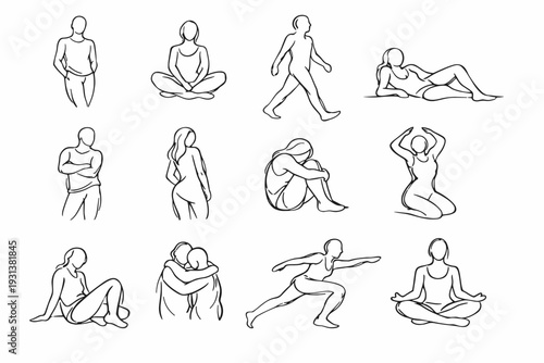 Soft silhouette drift rhythm organic loose icon freehand human vector form