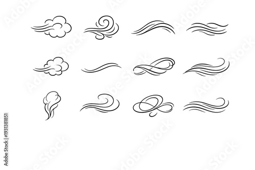 Generation icon breeze breath ink ribbon image vector trace swirl sigh simple