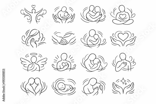 Stroke curl outline mark icon mild decorative vector decoration caring drawn hand