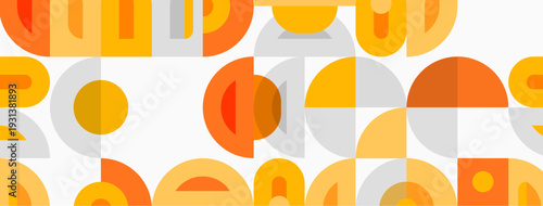 Retro pattern features geometric shapes. Orange, beige tones create vintage aesthetic. Simple design, repeating motifs dominate composition.