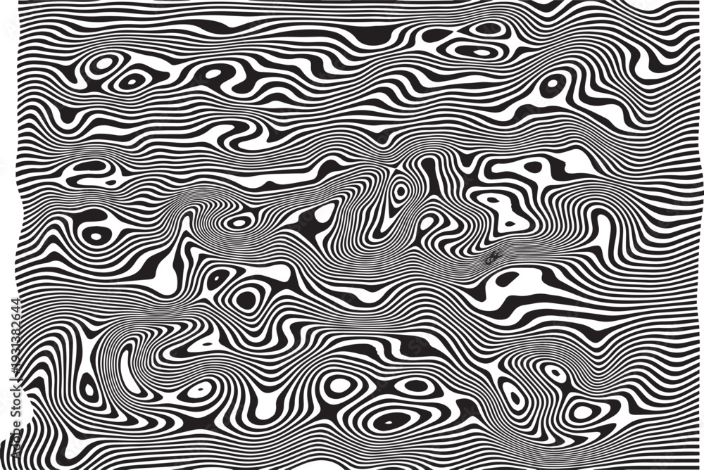 Fototapeta premium Black and White Abstract Wavy Lines Optical Illusion Background