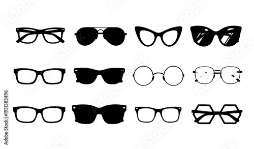 :
Colorful eyeglasses and sunglasses vector set for icons and digital illustrations
