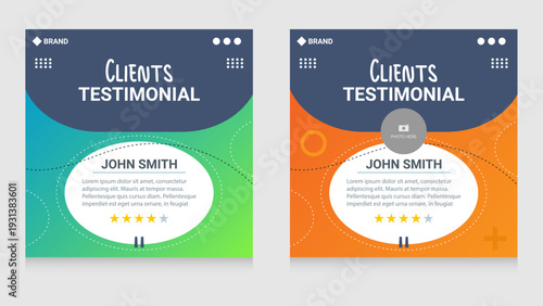 Client testimonial and customer feedback social media post banner template vector.