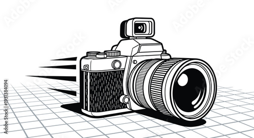 Retro Vintage Camera Detailed Vector Illustration