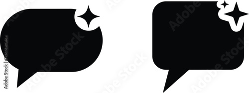 Clean speech bubble icons with sparkles, symbolizing new ideas, brilliant thoughts, and clear communication. Perfect for message concepts, creativity, and notifications.