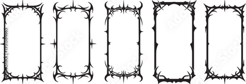 Gothic thorn border frame set ornate decorative elements for design
