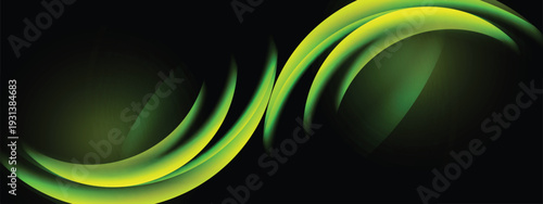 Abstract green light streaks radiating from the center over a deep dark background, creating a bold and energetic visual impact.