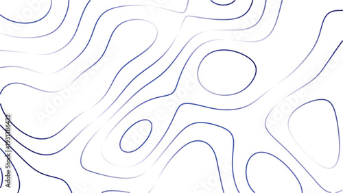 A topographic map with blue lines on a white background