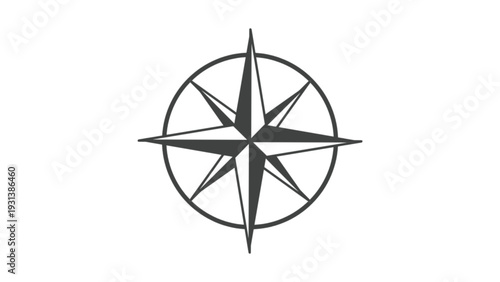 Classic black compass rose icon for navigation and travel.