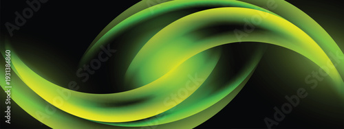 Abstract green light streaks radiating from the center over a deep dark background, creating a bold and energetic visual impact.