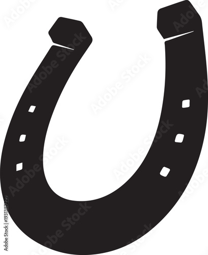 Lucky horseshoe icon silhouette for good luck symbol with metallic texture line art vector