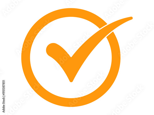 Flat orange checkmark PNG with transparent background