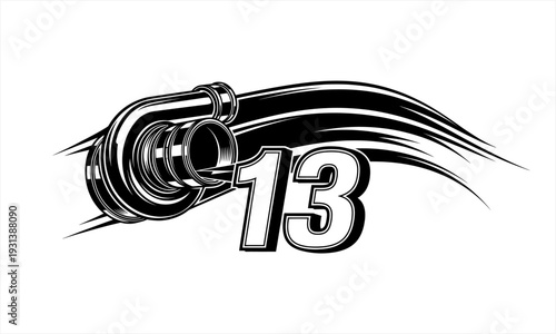 Turbocharger with Number 13 Vector Illustration.