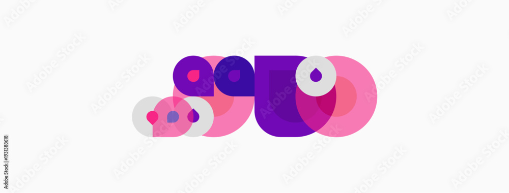 Fototapeta premium Abstract design features overlapping circles, varying shades purple, pink. Minimalist composition, modern aesthetic, clean lines present.