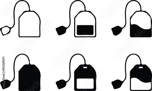 tea bag tag label icon set vector illustration design collection art 