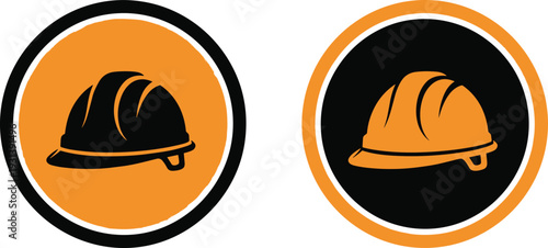 Construction Hard Hat Icon Set Safety Helmet Industrial Protection Symbol Vector Illustration
