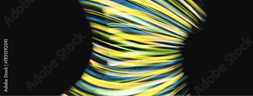 Abstract sculpture, vibrant colors, flowing lines. Dynamic form suggests movement, energy, modern art. Dark background emphasizes bright hues.