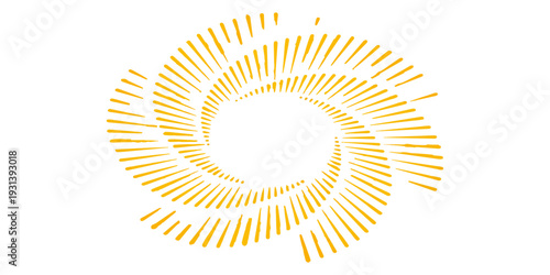 An abstract sun vector illustration featuring bright orange and yellow rays as a hot summer symbol of sunshine and heat