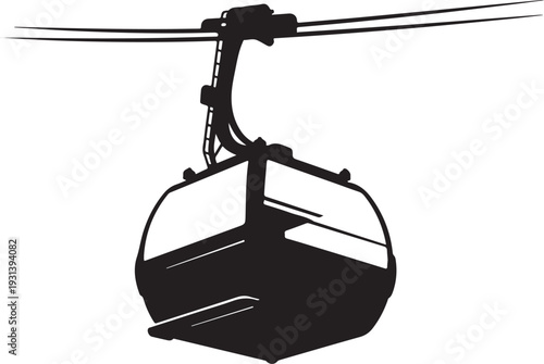Cable Car Silhouette Traveling on Overhead Wires at Night
