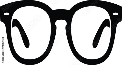 Black glasses icon with clear lenses and frame