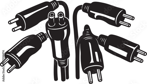 Electric plugs and sockets in a circular pattern arrangement