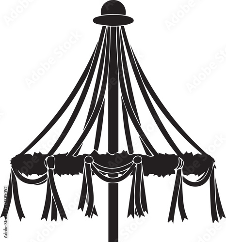 Silhouette carousel decoration vector illustration line art decoration