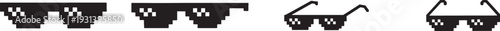 Pixel glasses and sunglasses icon set, modern line style vector for fashion, apps, and design.
