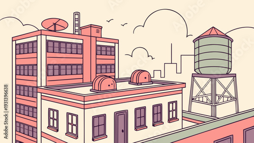 Indian Rooftop Scene Vector